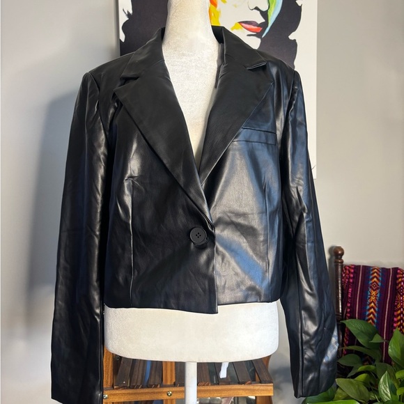 Sans Souci Crop Faux Leather Jacket - Picture 1 of 10